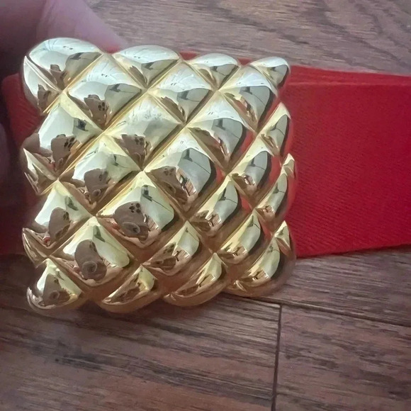 Vintage Red-Gold Elastic Belt Sz - OS - Picture 4 of 5